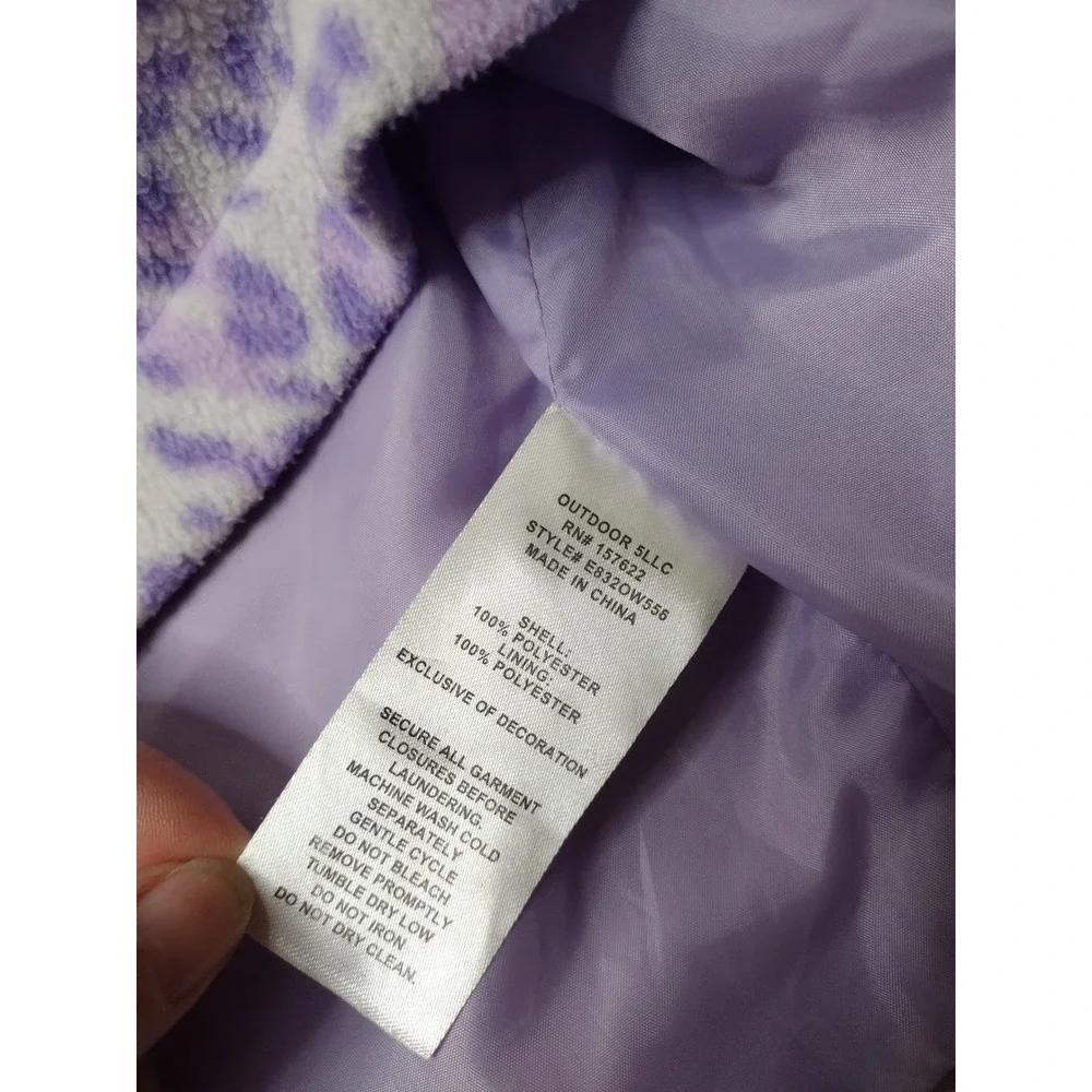 Eddie Bauer Kids Purple Fleece Lined Hooded Windbreaker Jacket XS 5/6